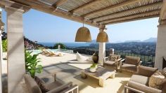 Schitterende nieuwe Ibiza stijl villa met panoramisch zeezicht op heerlijke locatie