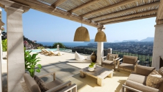 Superb new Ibiza style villa with panoramic sea views in lovely location