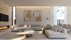 Top quality contemporary 'Ibiza style villa with sea views at walking distance from the beach