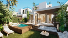 Schitterende nieuwe Ibiza stijl villa op loopafstand van het strand van Cala Tarida