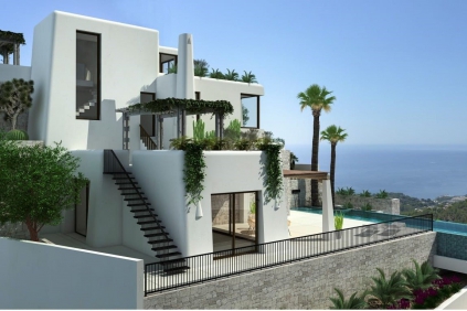 Fantastische nieuwe Ibiza stijl villa met fenomenaal zeezicht