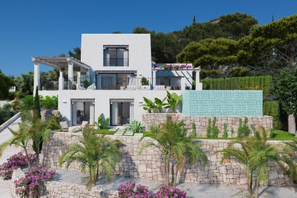 Superb new Ibiza style villa with panoramic sea views in lovely location