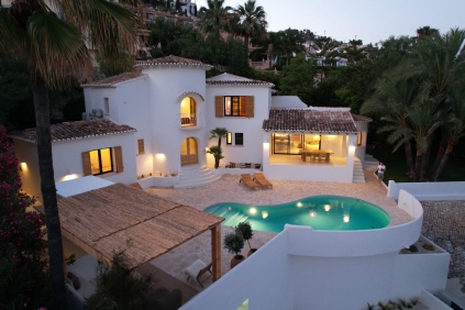 Stunning Ibiza style property with amazing sea views for sale in Moraira