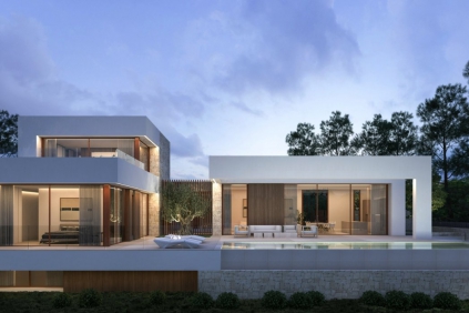 Topkwaliteit moderne 'Ibiza stijl' villa met zeezicht op loopafstand van het strand