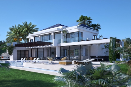 Superb modern new build villa close to Marbella overlooking the golfcourse and sea