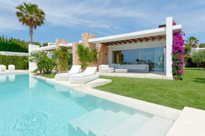 Stunning modern Ibiza villa with rental license in private urbanisation close to the beach