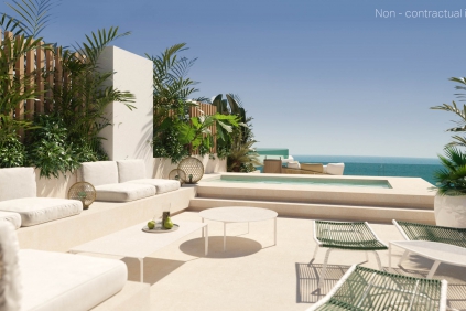 Stunning desiger sea view penthouse with huge terrace with private pool and 5* hotelservices