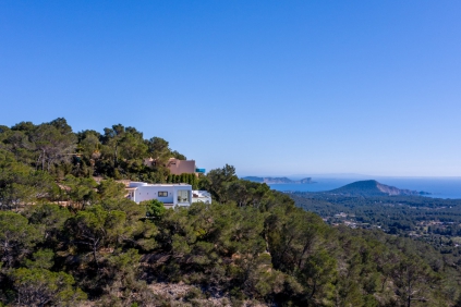 Beautiful modern Ibiza style villa with amazing sea views for sale in Es Cubells