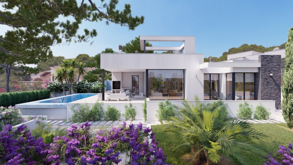 Sfeervolle moderne villa in aanbouw dicht bij het strand