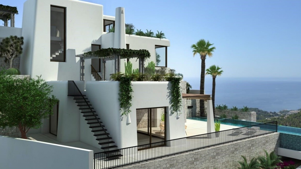 Fantastische nieuwe Ibiza stijl villa met fenomenaal zeezicht