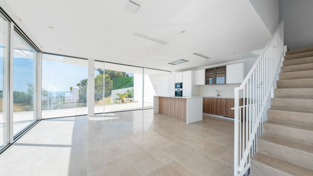 Newly built designer villa with clean lines and beautiful sea views