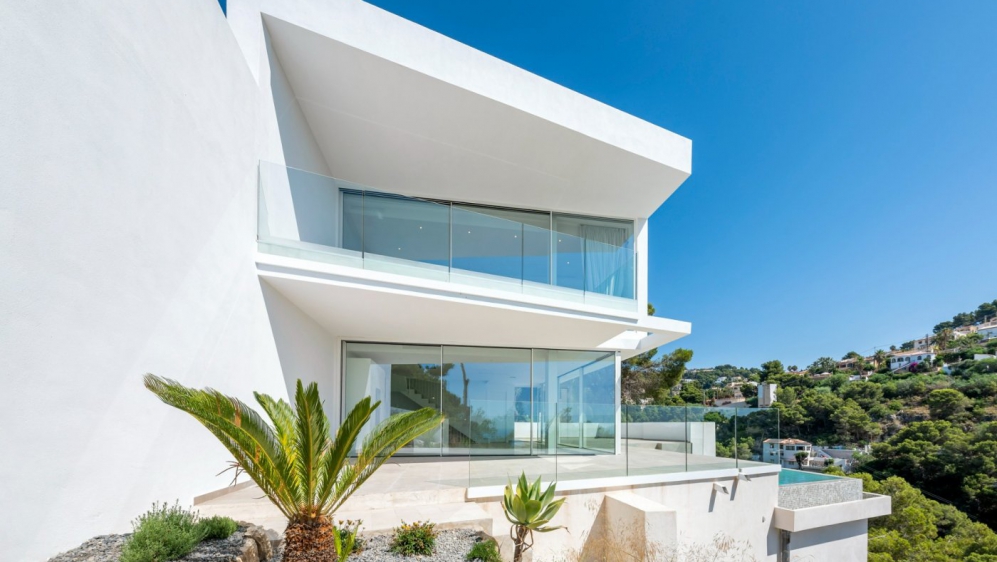 Newly built designer villa with clean lines and beautiful sea views