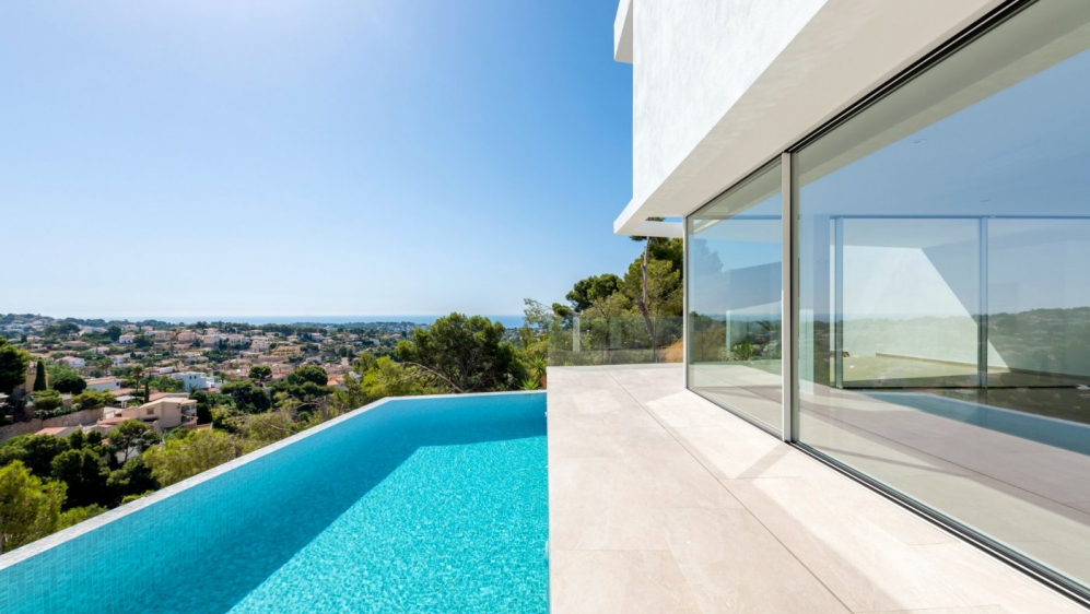 Newly built designer villa with clean lines and beautiful sea views