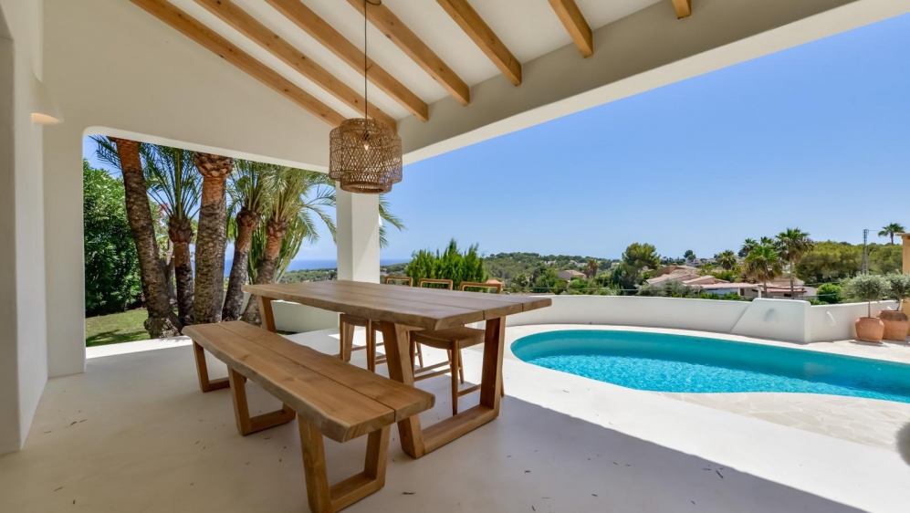 Stunning Ibiza style property with amazing sea views for sale in Moraira