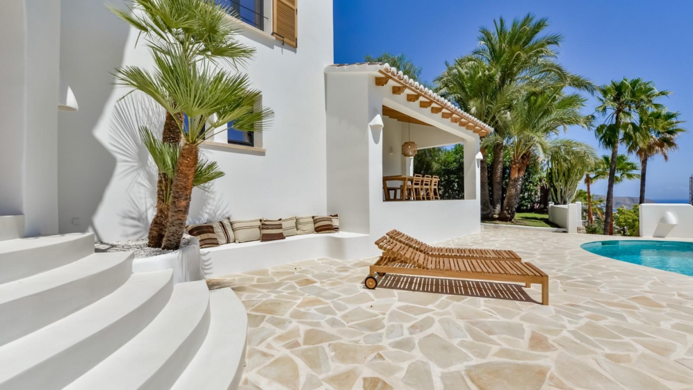 Stunning Ibiza style property with amazing sea views for sale in Moraira