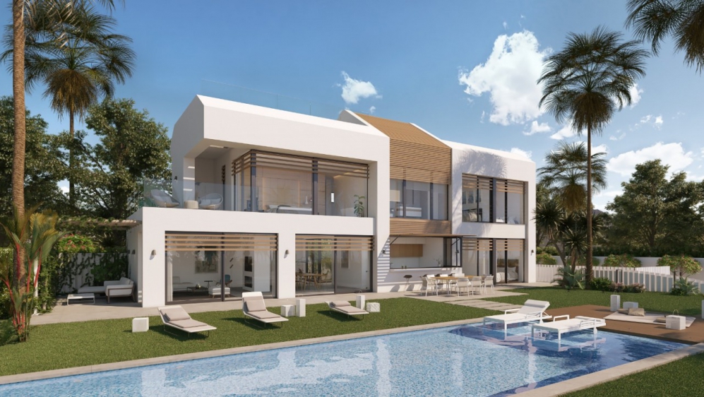 Contemporary beachfront designer villa with direct private access to the beach in the New Golden Mile.