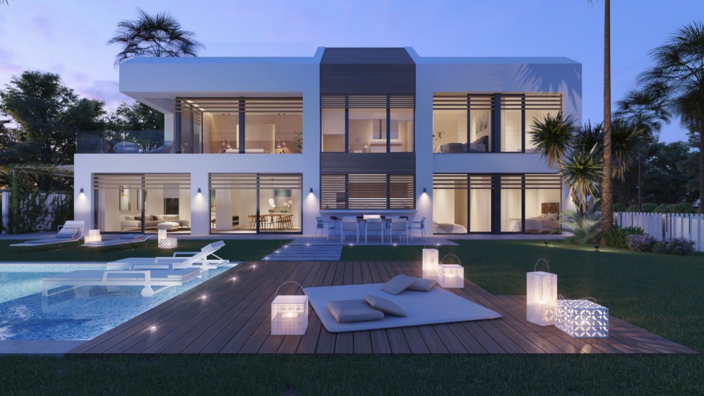 Contemporary beachfront designer villa with direct private access to the beach in the New Golden Mile.