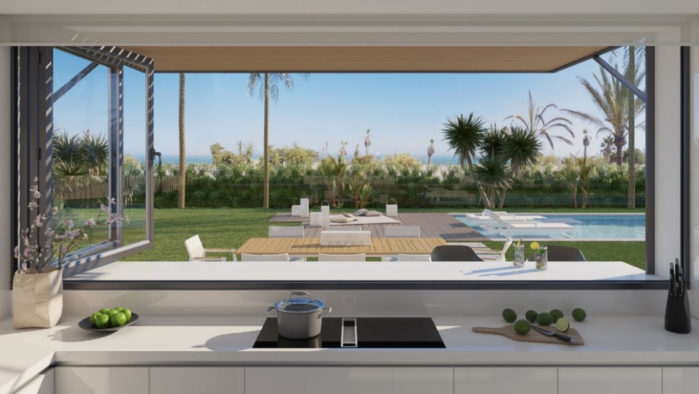 Contemporary beachfront designer villa with direct private access to the beach in the New Golden Mile.