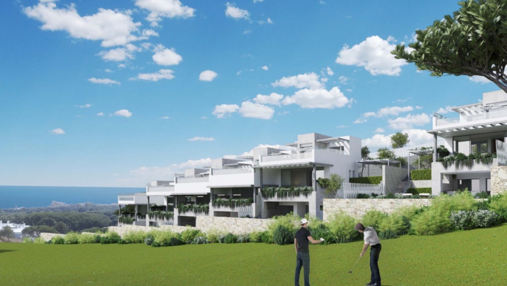 Design townhouses met golf- en zeezicht in Cabopino