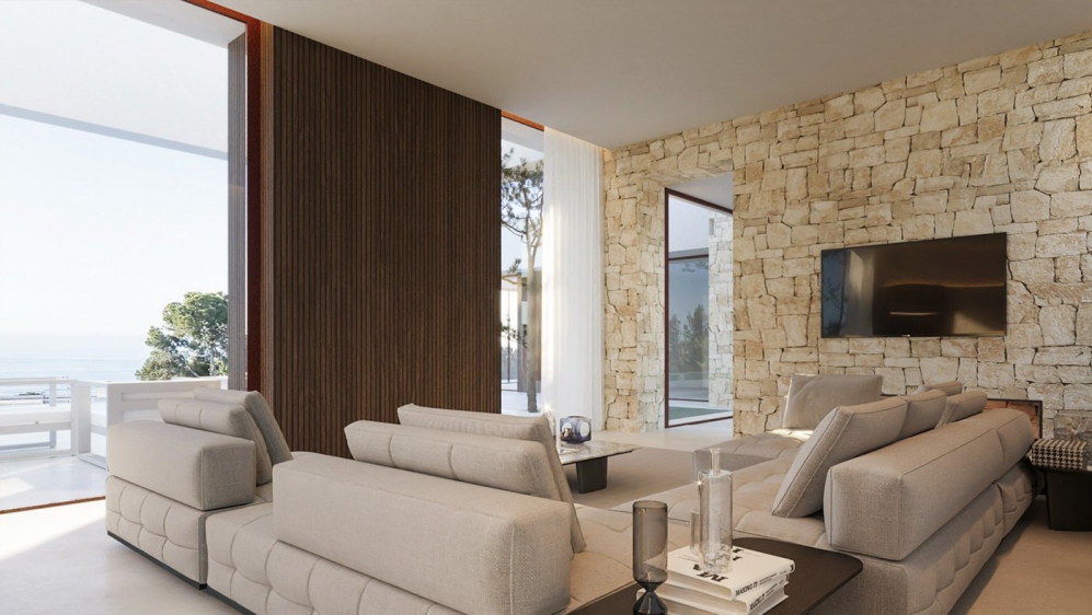 Top quality contemporary 'Ibiza style villa with sea views at walking distance from the beach