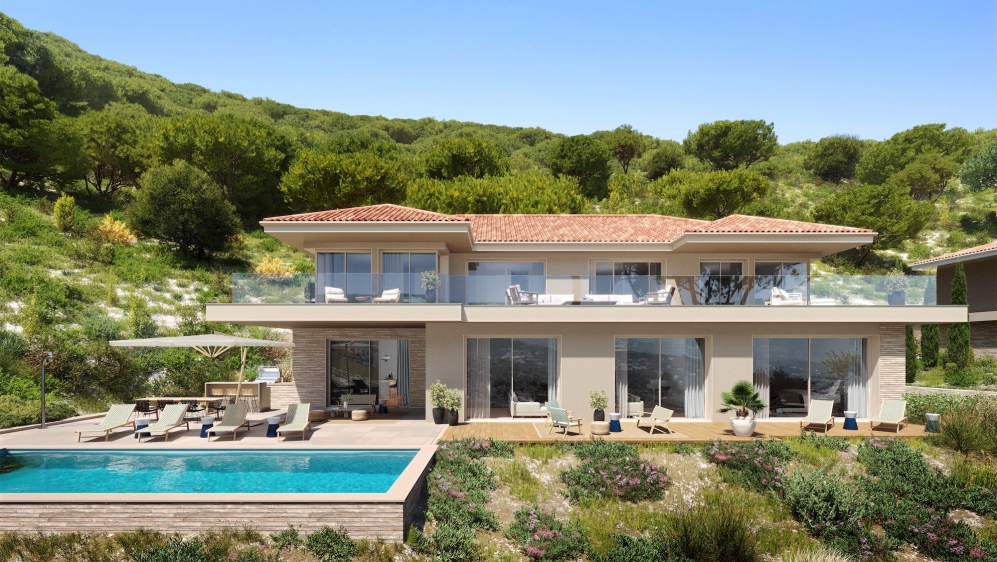 High-end luxury new build designer villas in private estate overlooking Saint Tropez