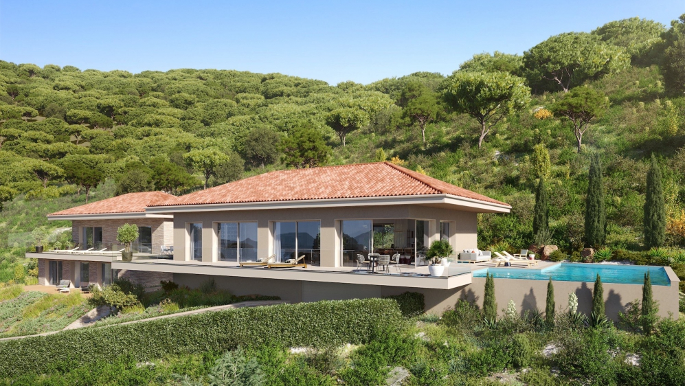 High-end luxury new build designer villas in private estate overlooking Saint Tropez