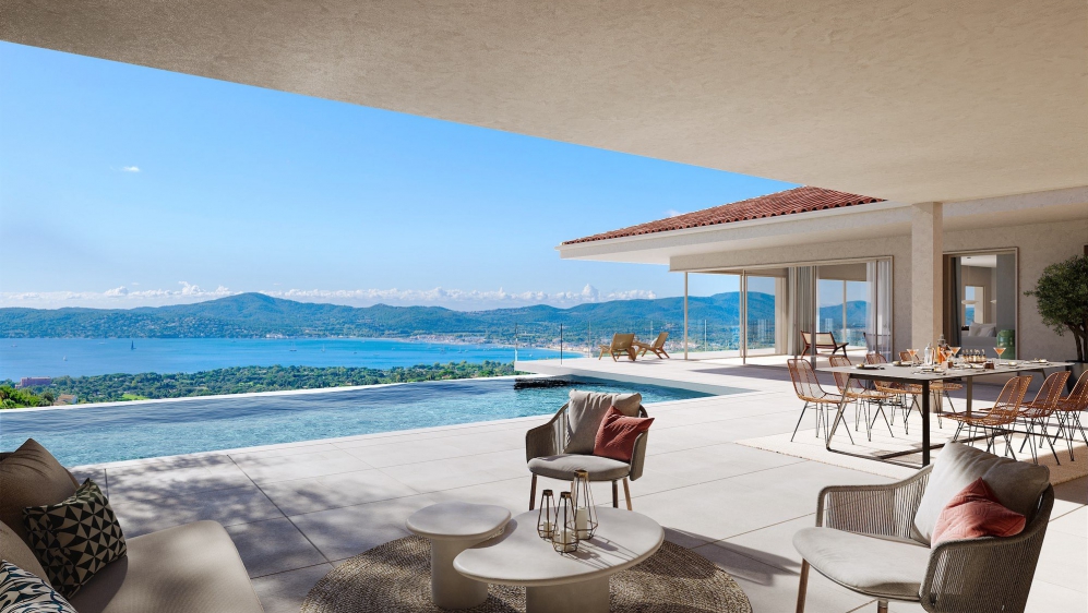 High-end luxury new build designer villas in private estate overlooking Saint Tropez