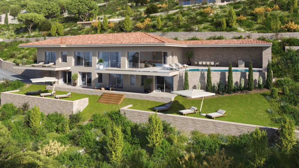 High-end luxury new build designer villas in private estate overlooking Saint Tropez