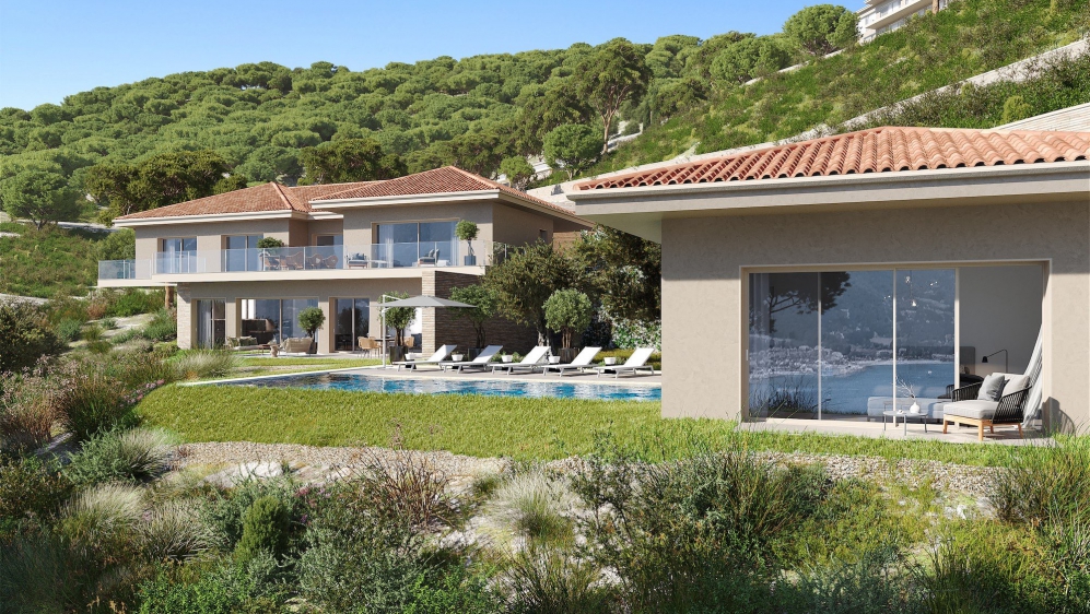 High-end luxury new build designer villas in private estate overlooking Saint Tropez