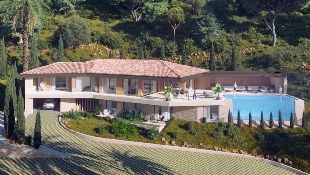 High-end luxury designer villas with 5* hotelservices in private estate overlooking Saint Tropez