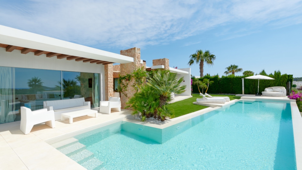 Stunning modern Ibiza villa with rental license in private urbanisation close to the beach