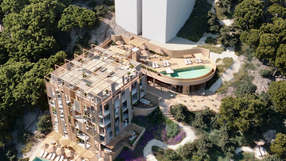 Ultra luxe Ibiza hotel appartementen pal aan zee met verhuurlicentie