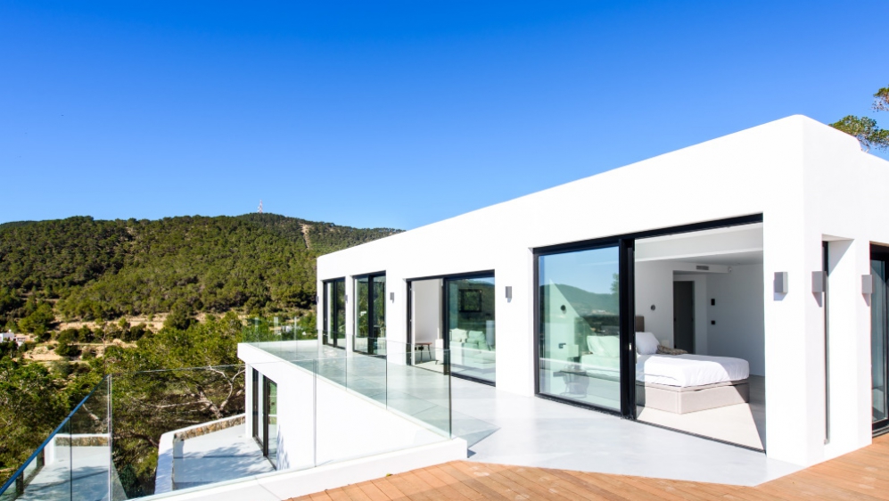 Beautiful modern Ibiza style villa with amazing sea views for sale in Es Cubells