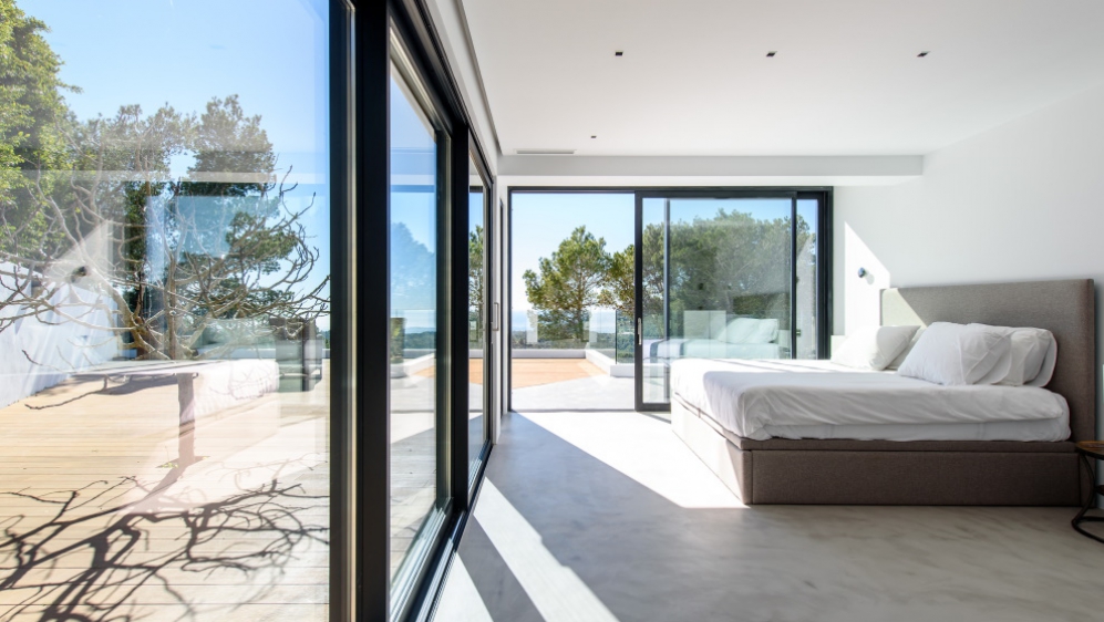 Beautiful modern Ibiza style villa with amazing sea views for sale in Es Cubells