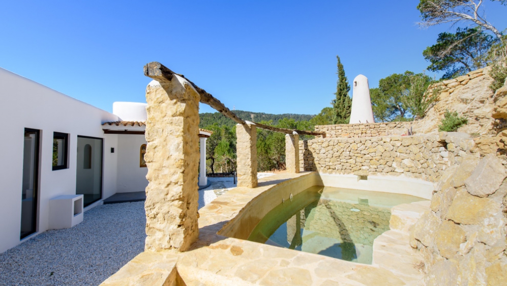 Beautiful modern Ibiza style villa with amazing sea views for sale in Es Cubells