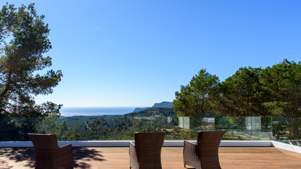 Beautiful modern Ibiza style villa with amazing sea views for sale in Es Cubells