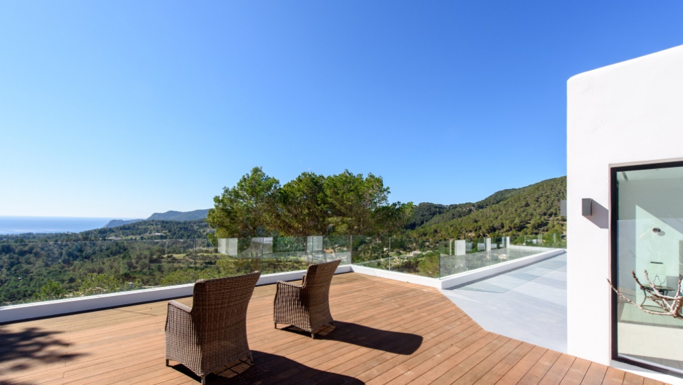 Beautiful modern Ibiza style villa with amazing sea views for sale in Es Cubells